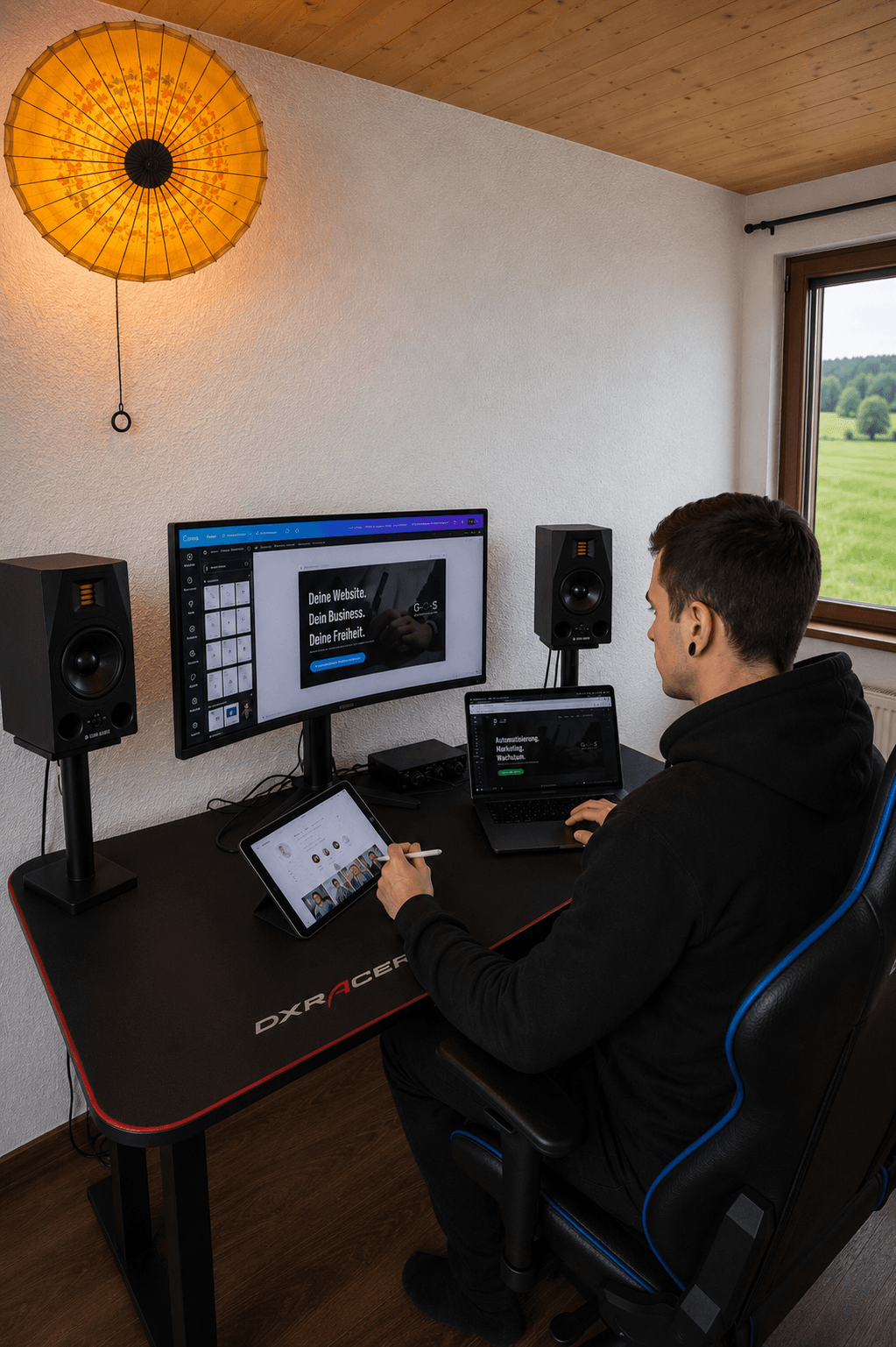 Arbeitsplatz von Gossweiler Online Systems mit Website- und Marketing-Setup